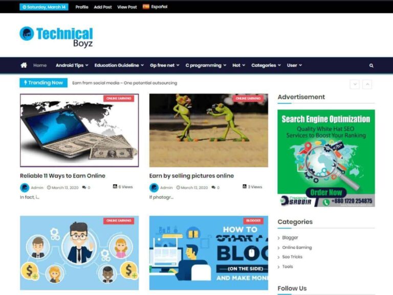 Technicalboyz Professional Blog Website PHP